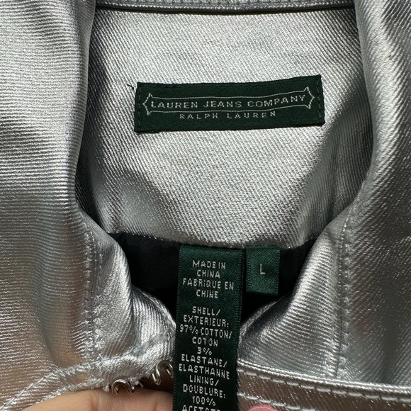 Lauren Jeans Company Ralph Lauren Metallic Silver Double-Breasted Jacket Large - Picture 3 of 8